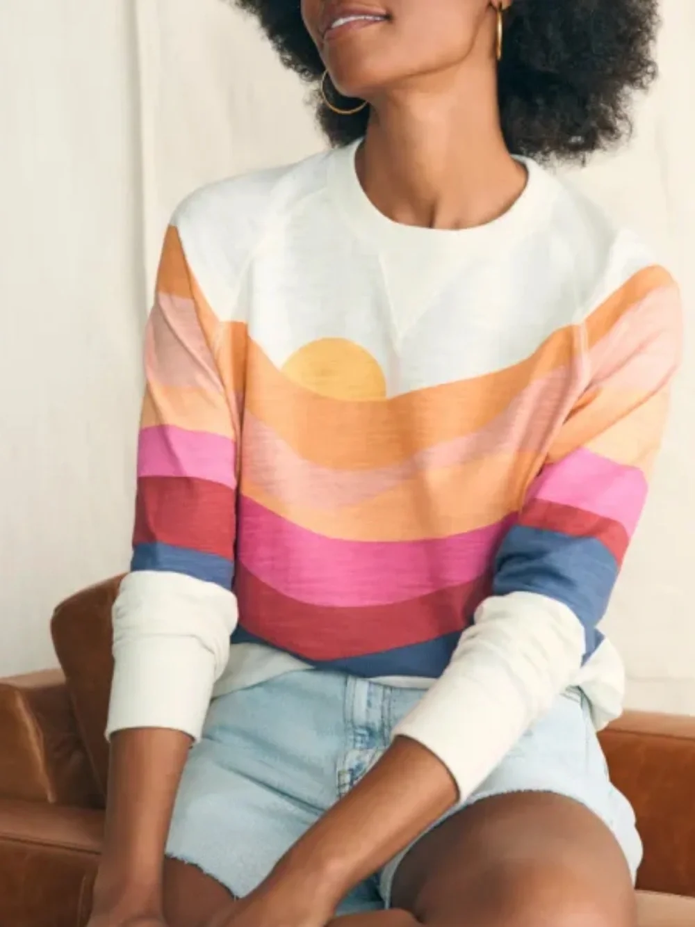 FAHERTY Sunwashed Slub Crewneck - Soleil Set Sail - Picture 3 of 4